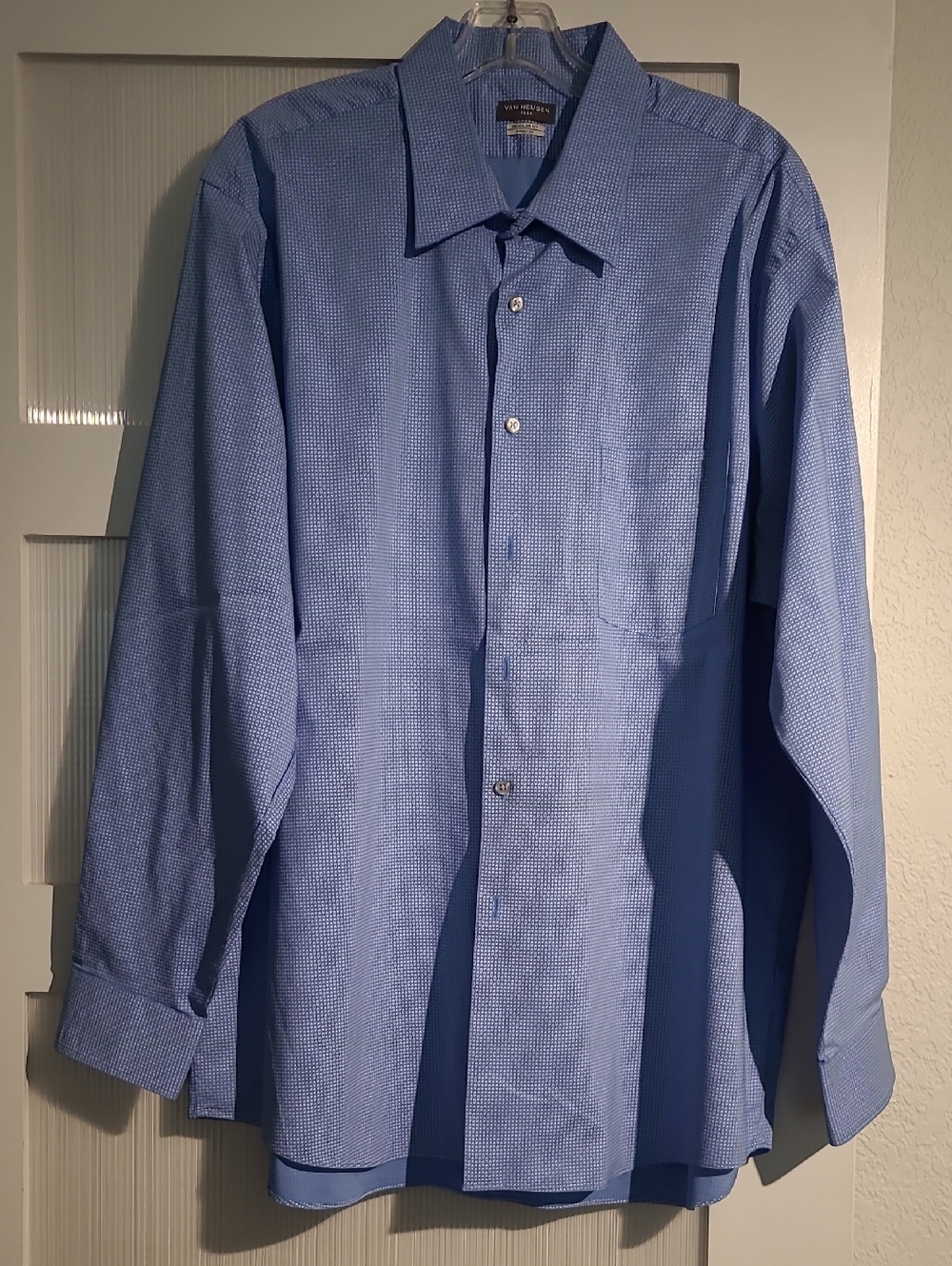 Van Heusen Light Blue Micro-Check Dress Shirt